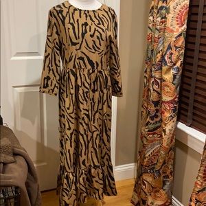 Animal print Drop Waist Midi Dress